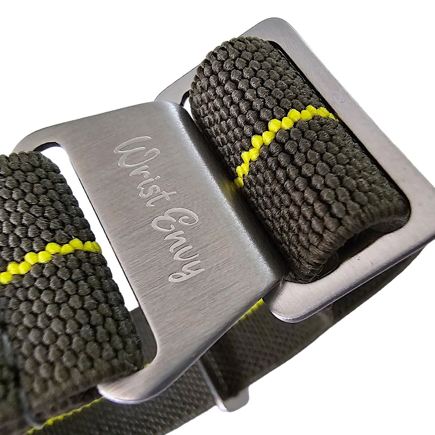 Elastic Nylon French Marine Nationale Watch Strap Band Military NATO 20mm 22mm Army Green Yellow Stripe - Wrist Envy