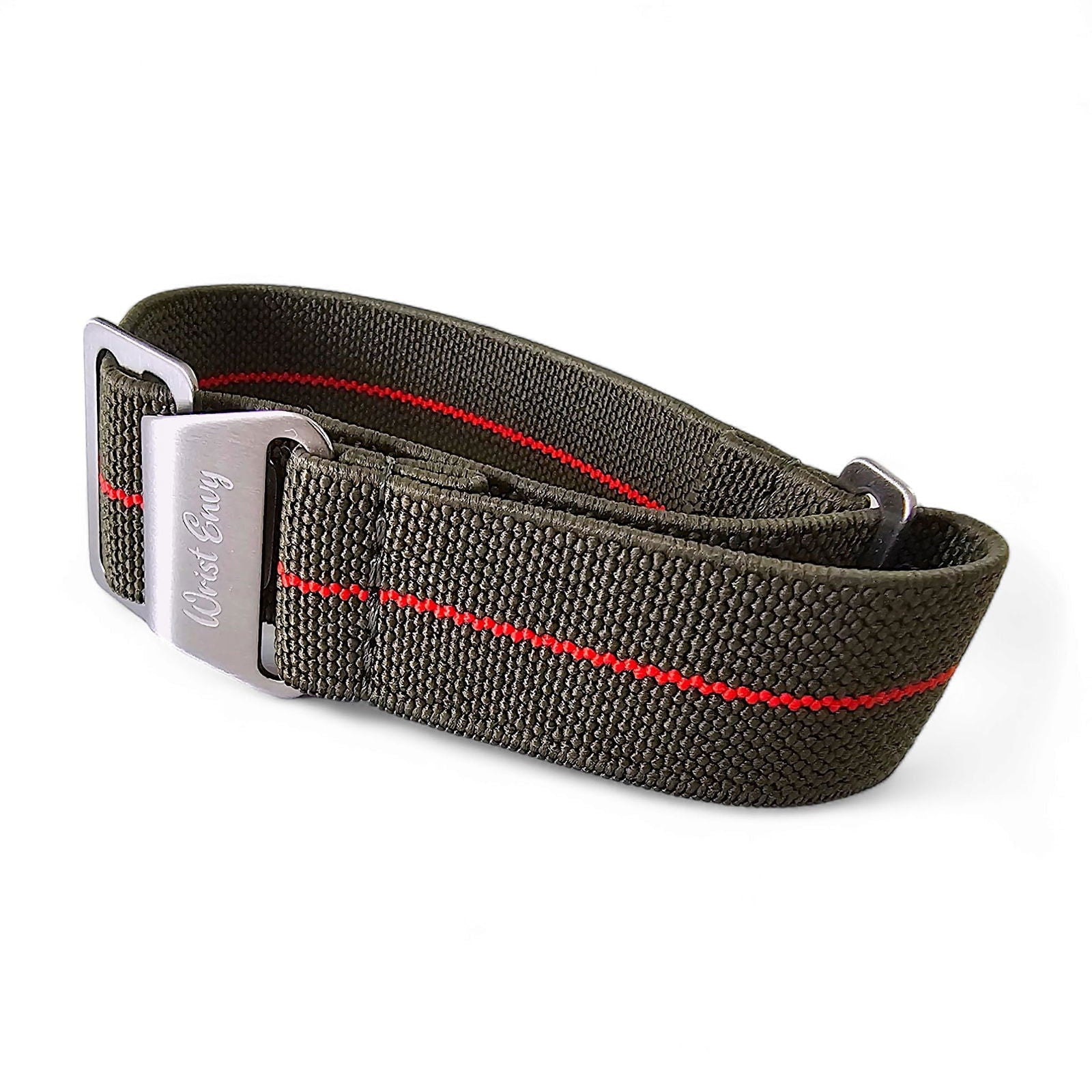 Elastic Nylon French Marine Nationale Watch Strap Band Military NATO 20mm 22mm Green Red Stripe - Wrist Envy