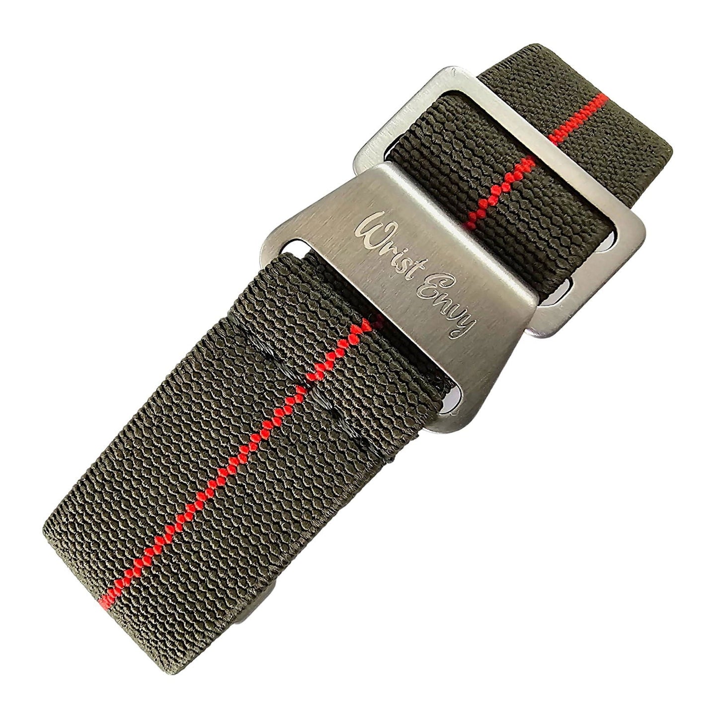 Elastic Nylon French Marine Nationale Watch Strap Band Military NATO 20mm 22mm Green Red Stripe - Wrist Envy