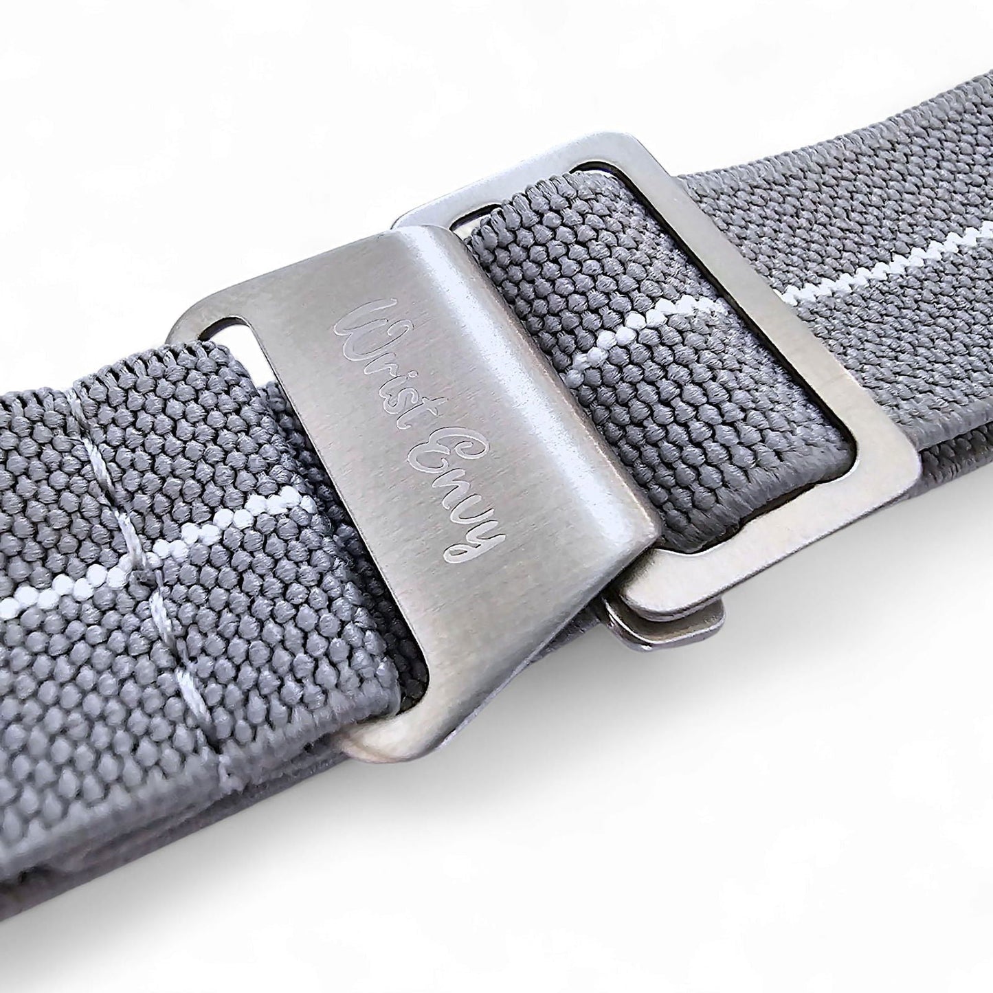 Elastic Nylon French Marine Nationale Watch Strap Band Military NATO 20mm 22mm Grey White Stripe - Wrist Envy