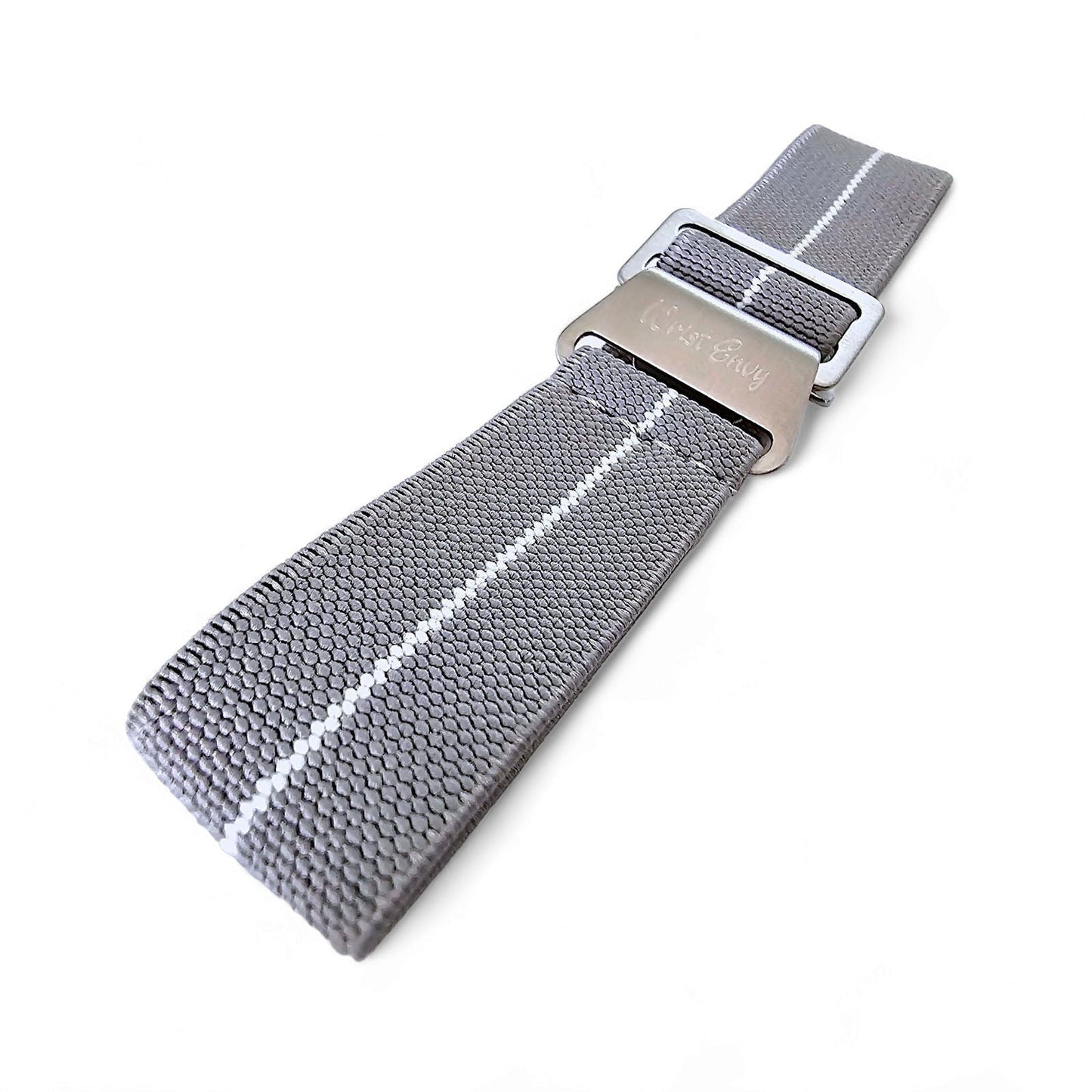 Elastic Nylon French Marine Nationale Watch Strap Band Military NATO 20mm 22mm Grey White Stripe - Wrist Envy