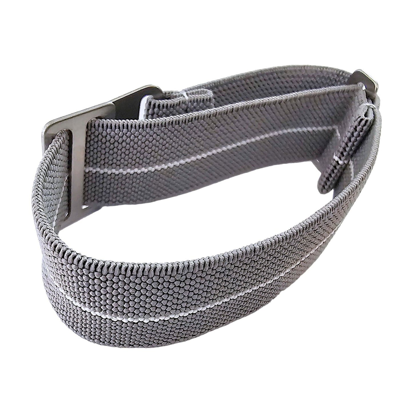 Elastic Nylon French Marine Nationale Watch Strap Band Military NATO 20mm 22mm Grey White Stripe - Wrist Envy