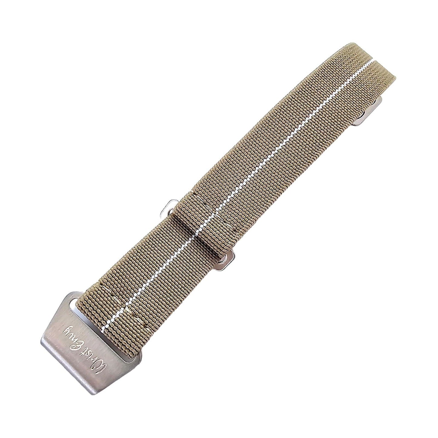 Elastic Nylon French Marine Nationale Watch Strap Band Military NATO 20mm 22mm Khaki Beige - Wrist Envy