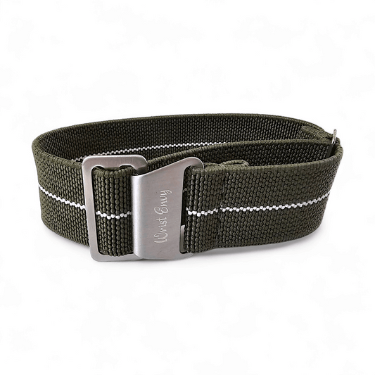 Elastic Nylon Marine Nationale Watch Strap Band 20 22 mm Green White - Wrist Envy