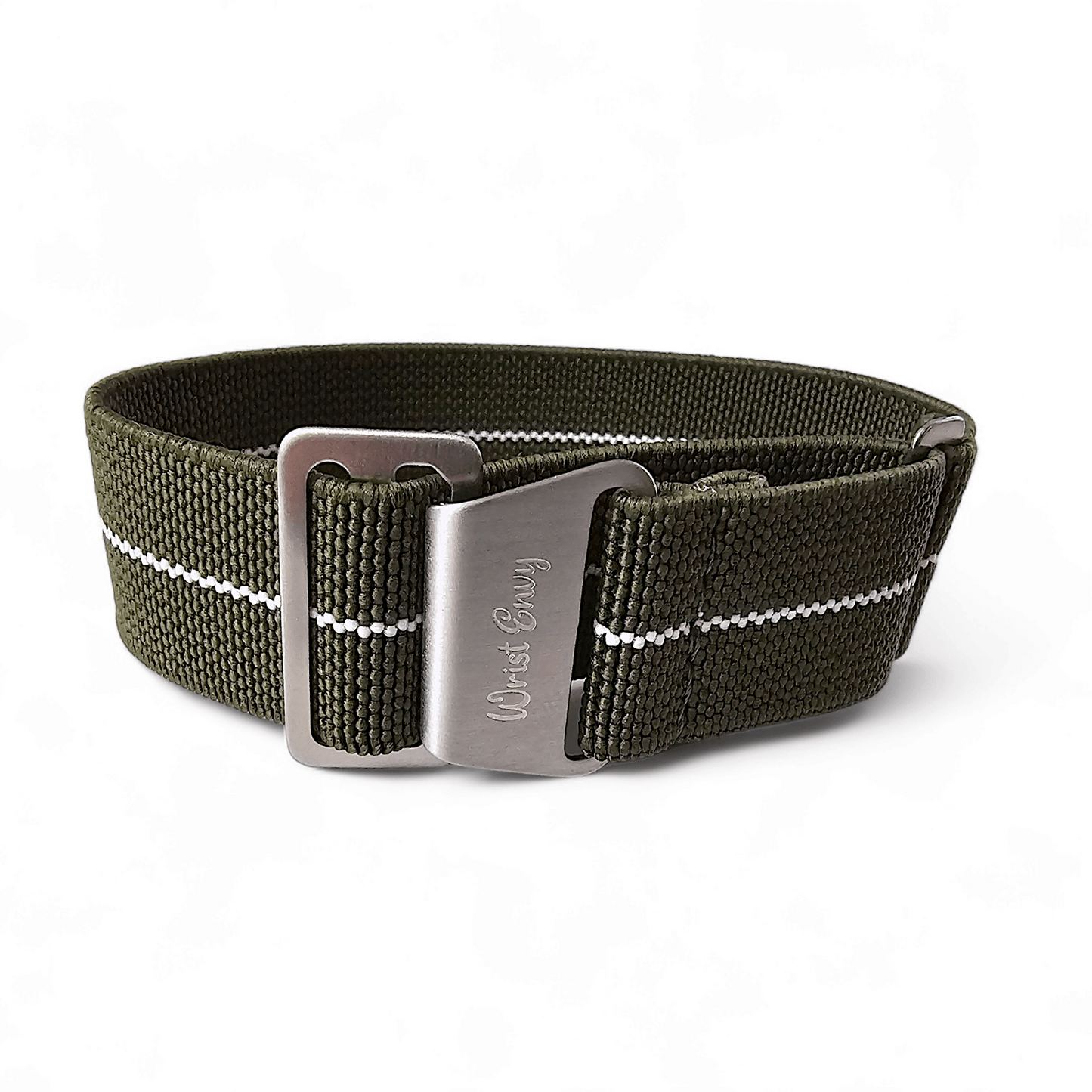 Elastic Nylon Marine Nationale Watch Strap Band 20 22 mm Green White - Wrist Envy