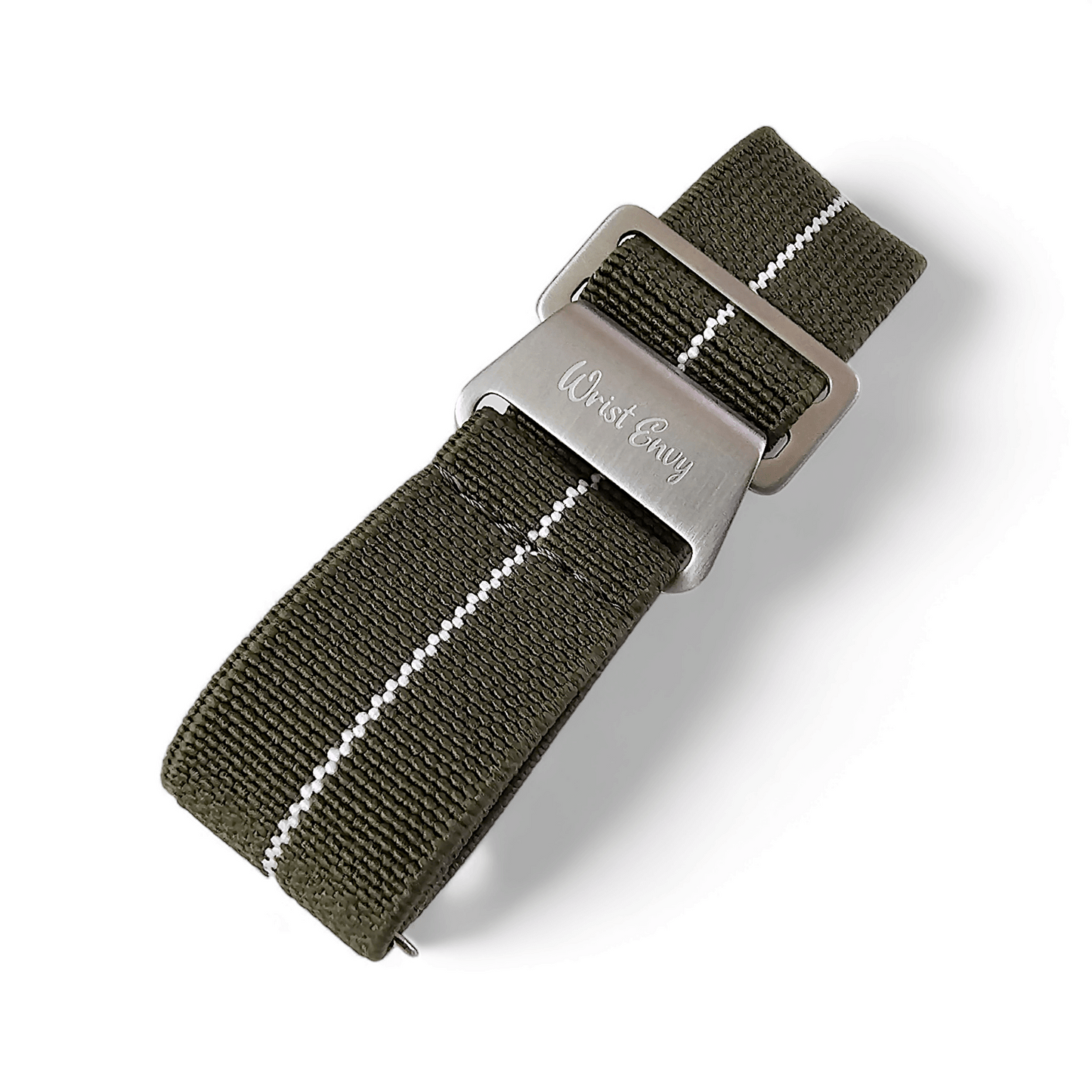 Elastic Nylon Marine Nationale Watch Strap Band 20 22 mm Green White - Wrist Envy
