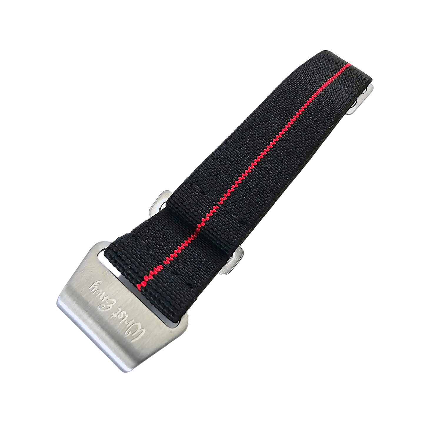 Elastic Nylon Marine Nationale Watch Strap Band 20mm 22mm Black Red Stripe - Wrist Envy