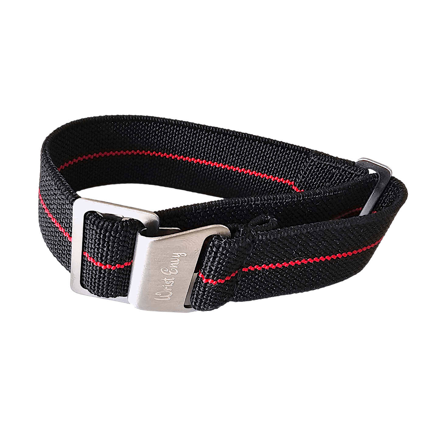 Elastic Nylon Marine Nationale Watch Strap Band 20mm 22mm Black Red Stripe - Wrist Envy