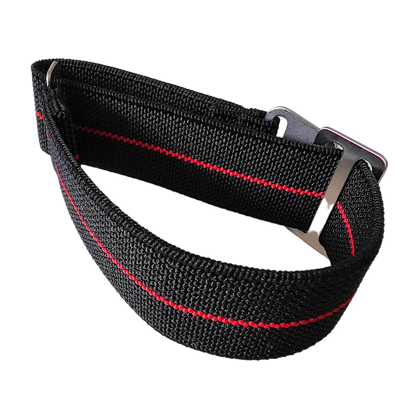 Elastic Nylon Marine Nationale Watch Strap Band 20mm 22mm Black Red Stripe - Wrist Envy