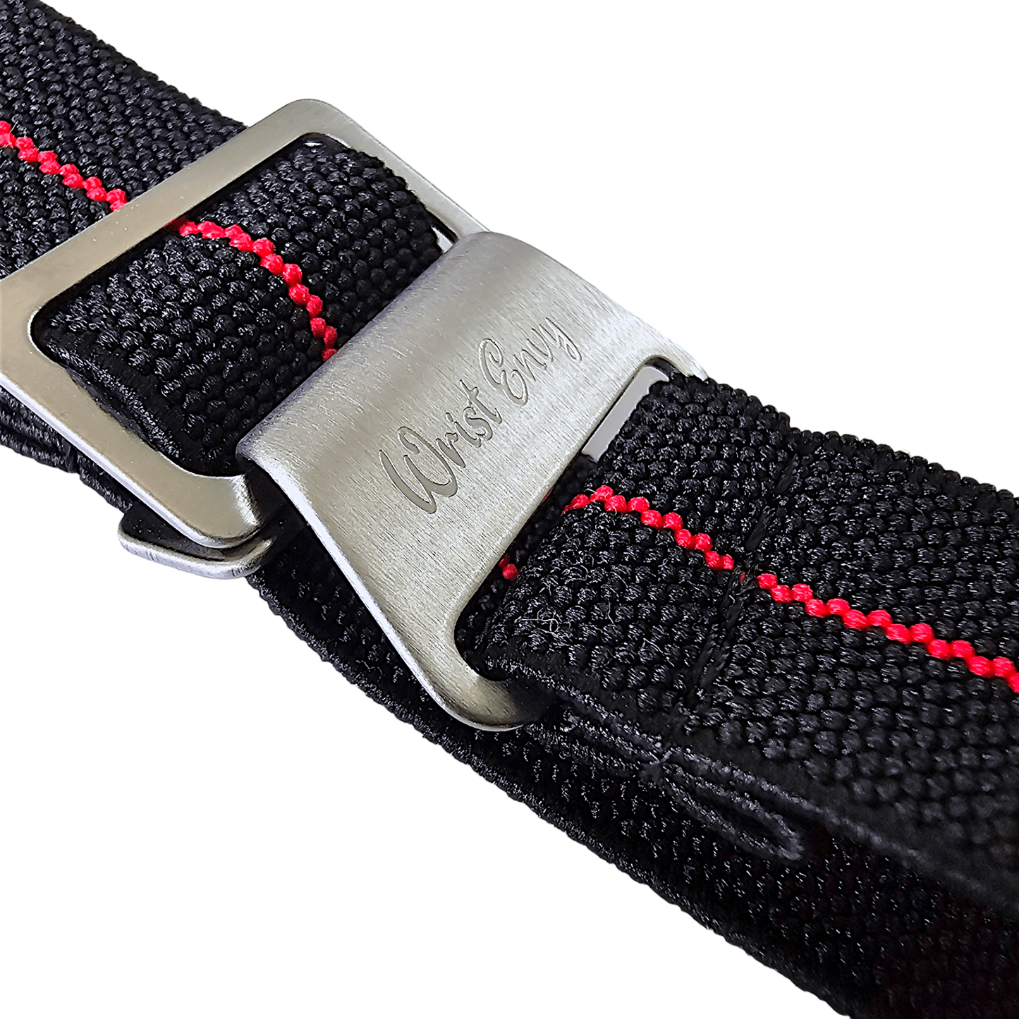 Elastic Nylon Marine Nationale Watch Strap Band 20mm 22mm Black Red Stripe - Wrist Envy