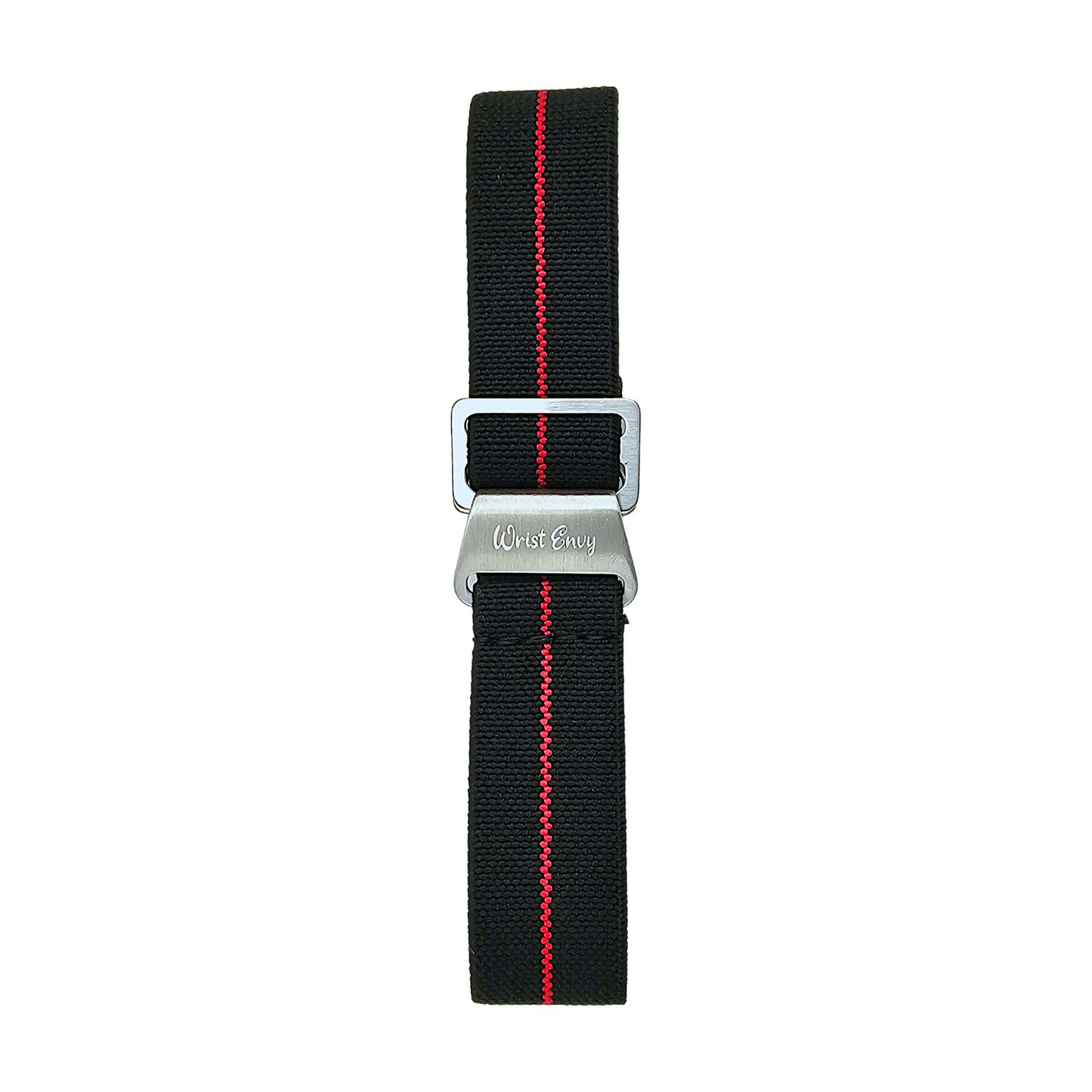 Elastic Nylon Marine Nationale Watch Strap Band 20mm 22mm Black Red Stripe - Wrist Envy