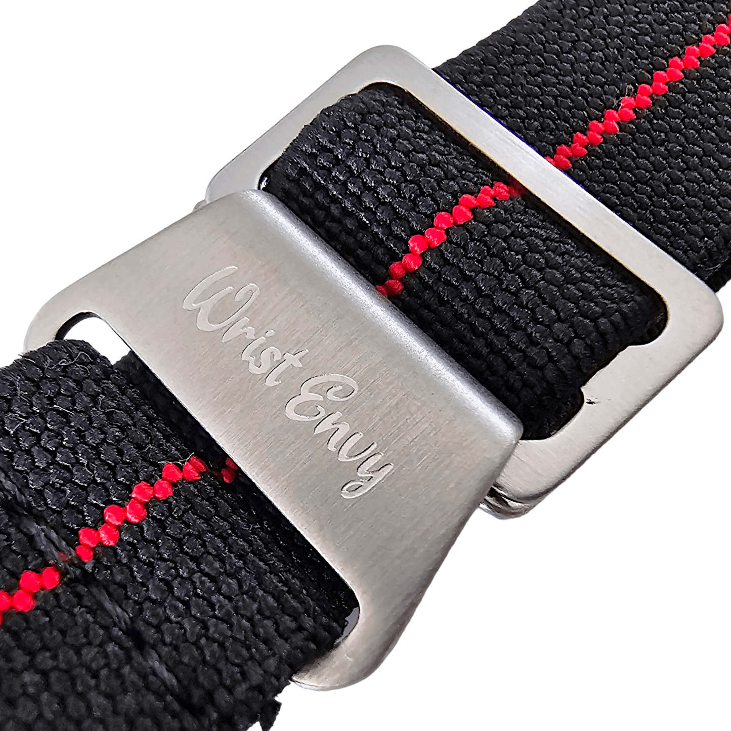 Elastic Nylon Marine Nationale Watch Strap Band 20mm 22mm Black Red Stripe - Wrist Envy