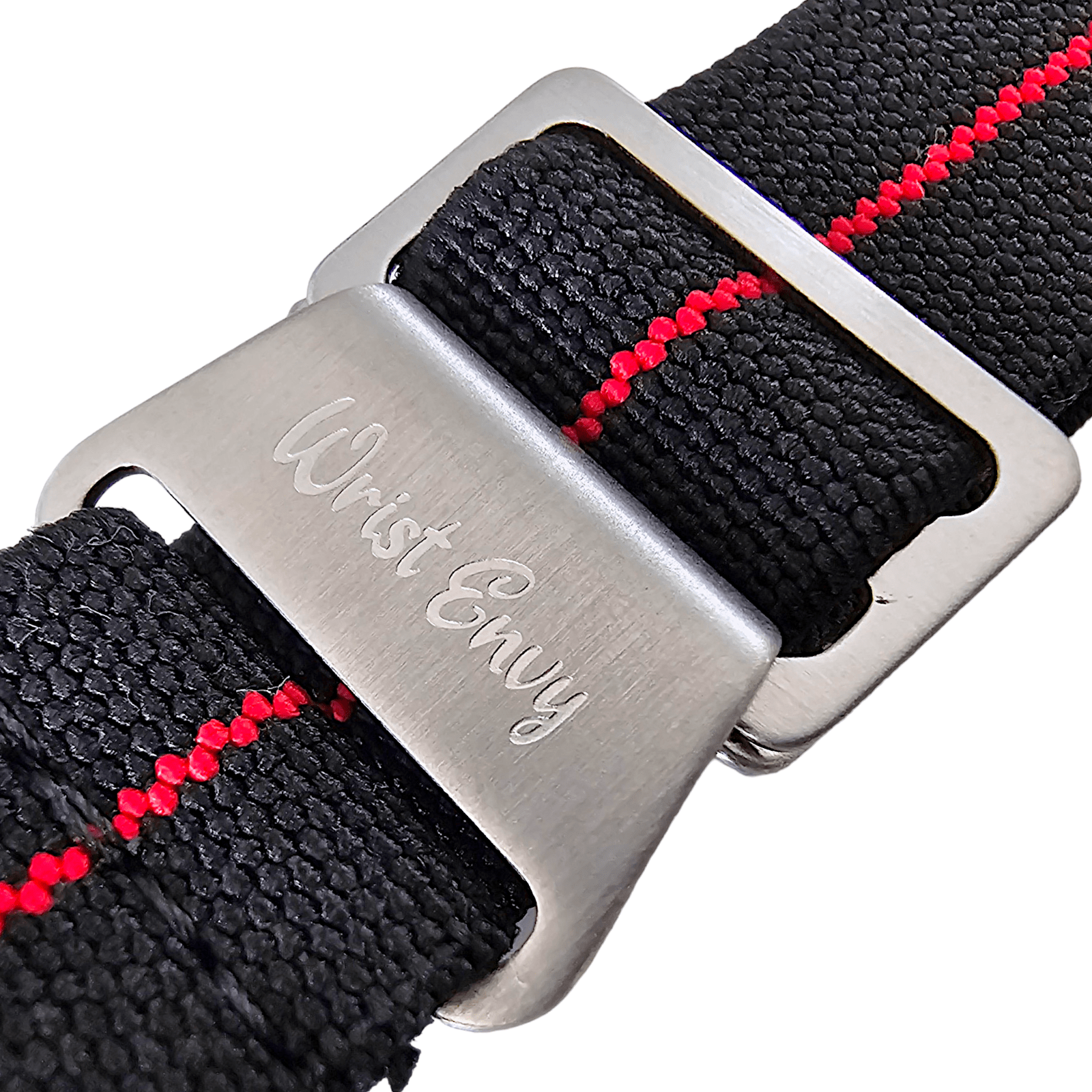 Elastic Nylon Marine Nationale Watch Strap Band 20mm 22mm Black Red Stripe - Wrist Envy