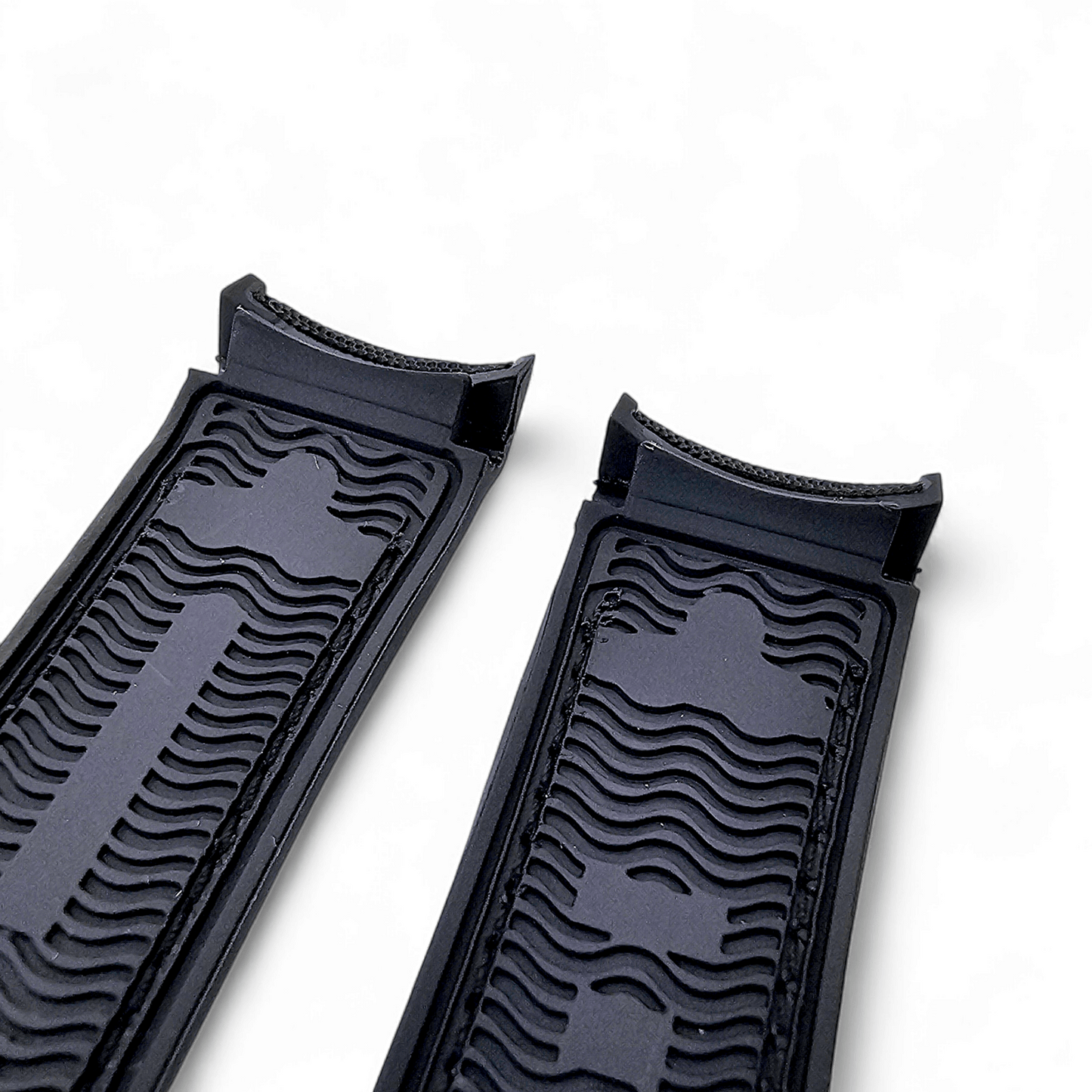 Elite Hybrid FKM Sailcloth Curved End Watch Strap 20mm 21mm 22mm Black - Wrist Envy