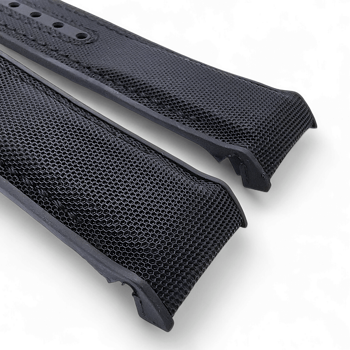 Elite Hybrid FKM Sailcloth Curved End Watch Strap 20mm 21mm 22mm Black - Wrist Envy