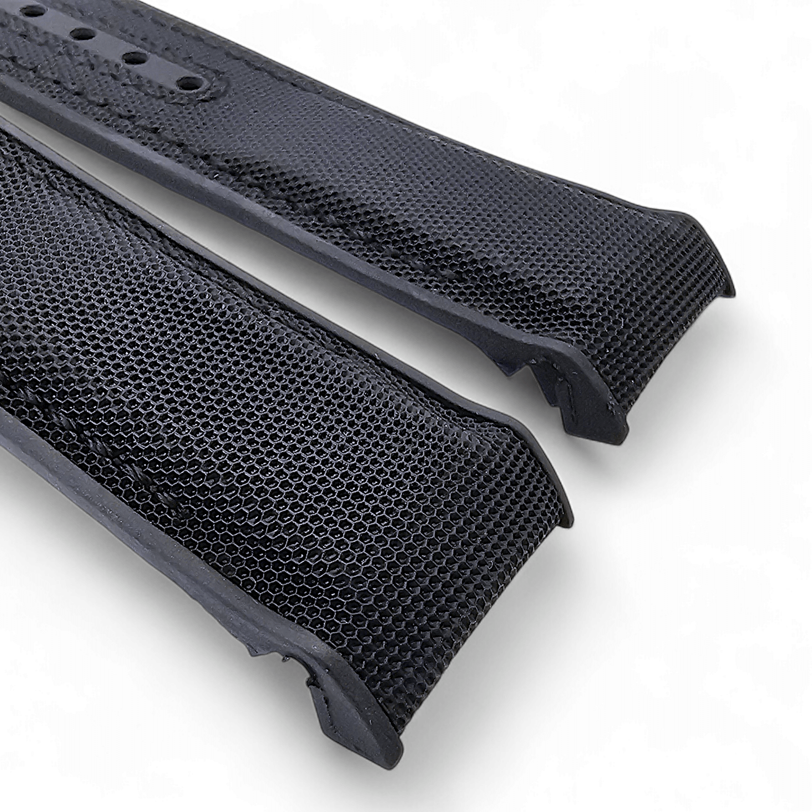 Elite Hybrid FKM Sailcloth Curved End Watch Strap 20mm 21mm 22mm Black - Wrist Envy
