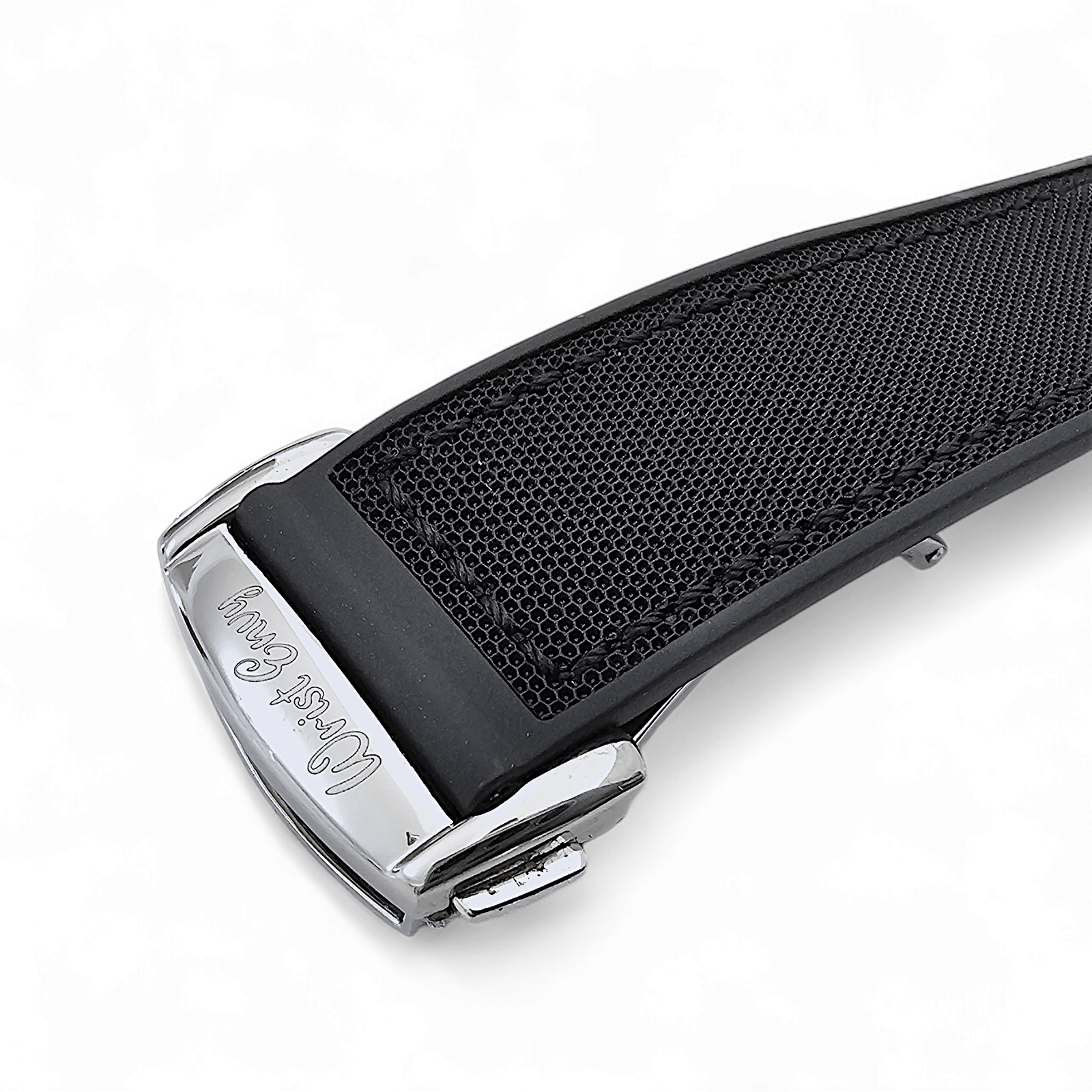 Elite Hybrid FKM Sailcloth Curved End Watch Strap 20mm 21mm 22mm Black - Wrist Envy