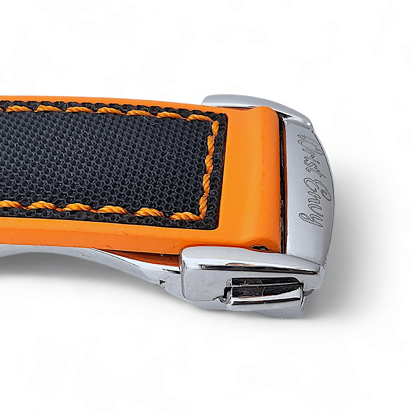 Elite Hybrid FKM Sailcloth Curved End Watch Strap 20mm 21mm 22mm Black Orange - Wrist Envy