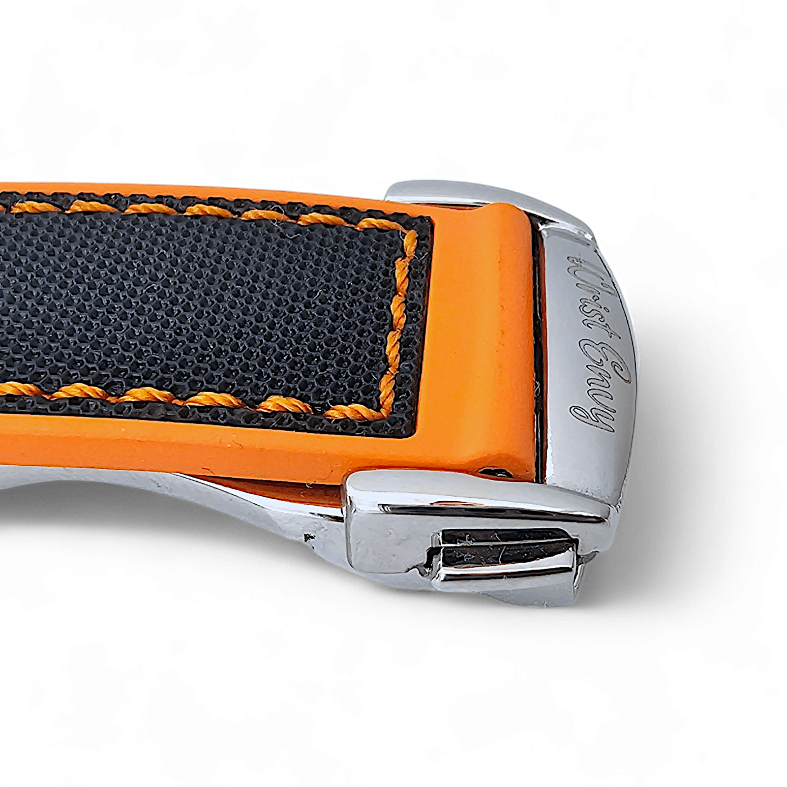 Elite Hybrid FKM Sailcloth Curved End Watch Strap 20mm 21mm 22mm Black Orange - Wrist Envy
