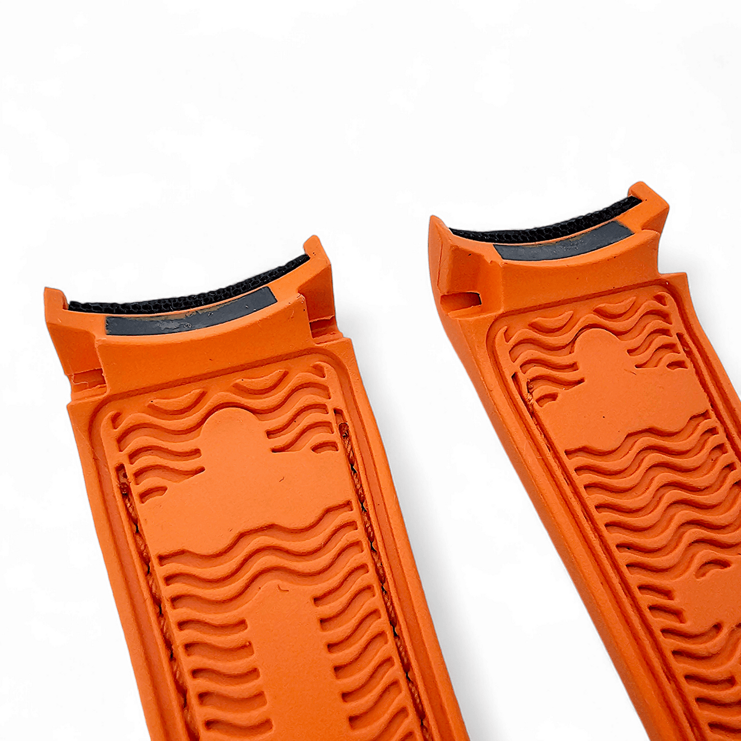Elite Hybrid FKM Sailcloth Curved End Watch Strap 20mm 21mm 22mm Black Orange - Wrist Envy