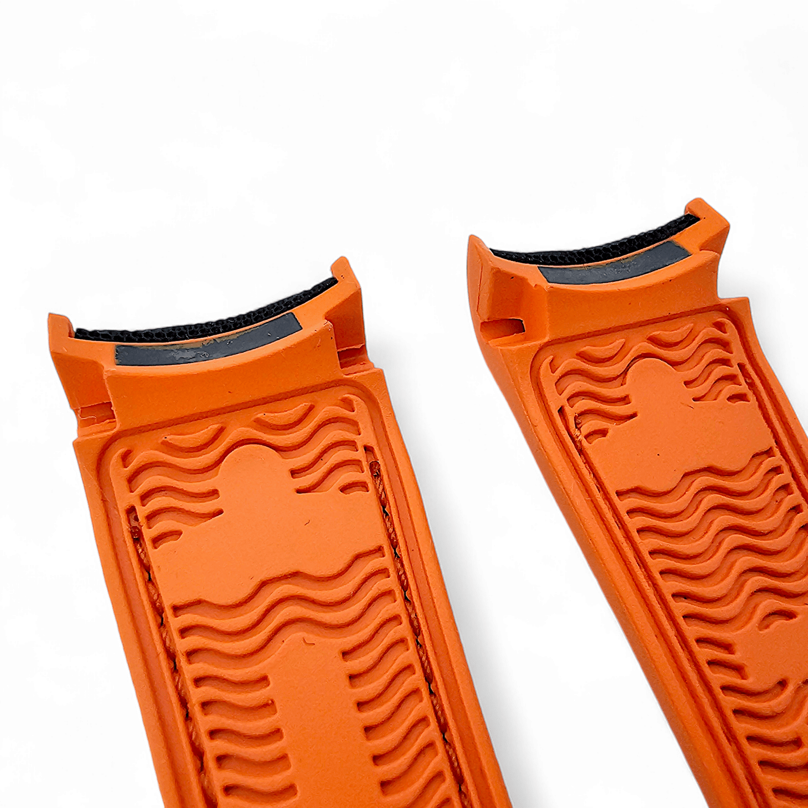 Elite Hybrid FKM Sailcloth Curved End Watch Strap 20mm 21mm 22mm Black Orange - Wrist Envy