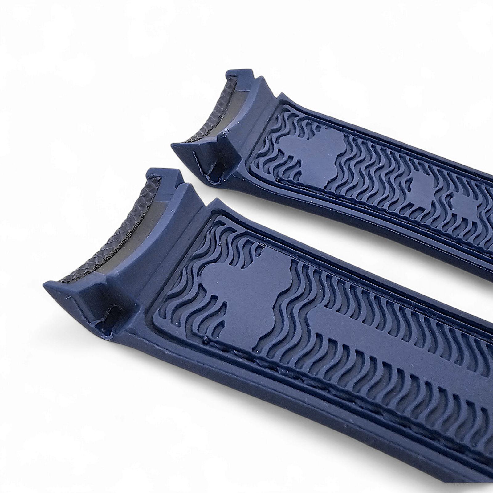 Elite Hybrid FKM Sailcloth Curved End Watch Strap 20mm 21mm 22mm Blue - Wrist Envy
