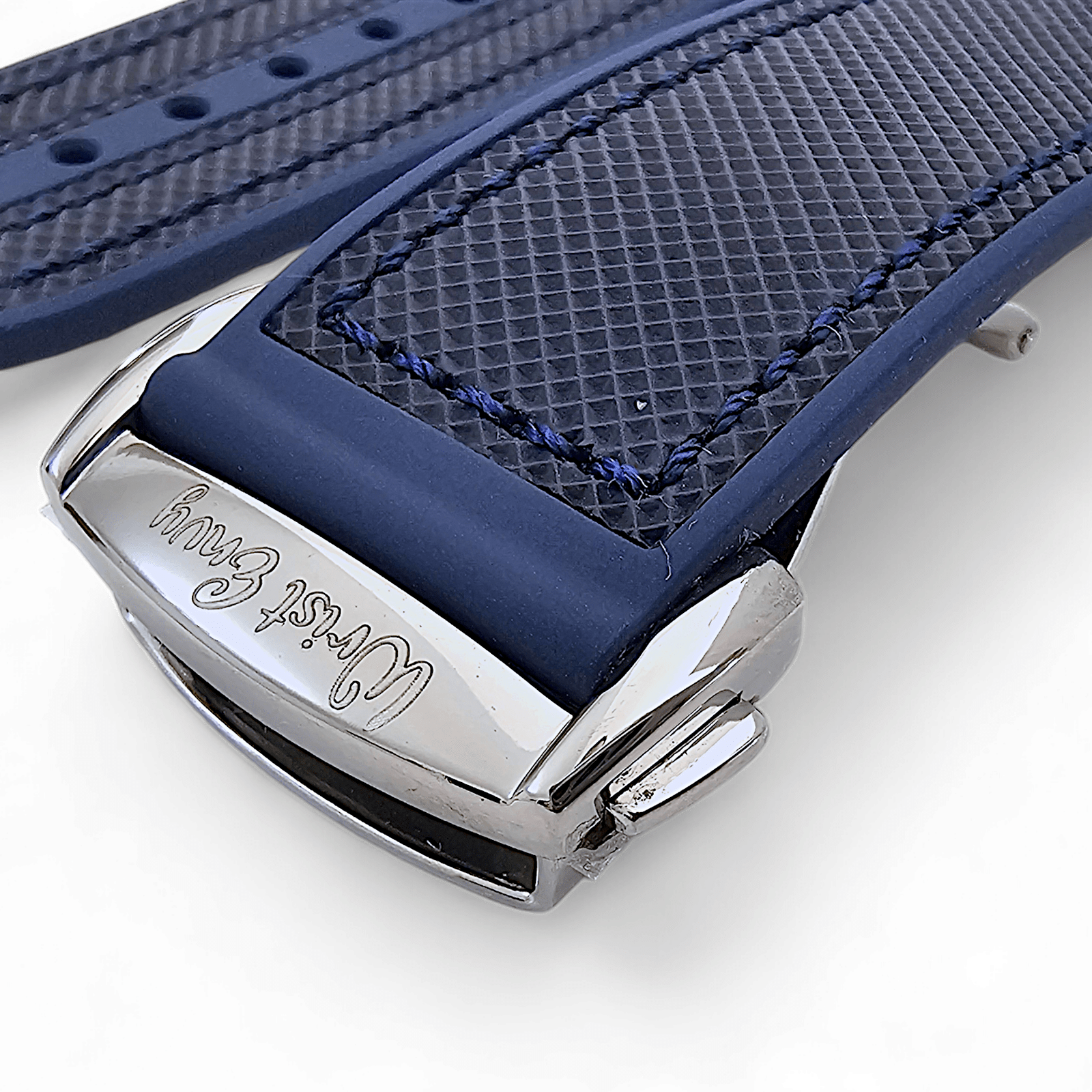 Elite Hybrid FKM Sailcloth Curved End Watch Strap 20mm 21mm 22mm Blue - Wrist Envy