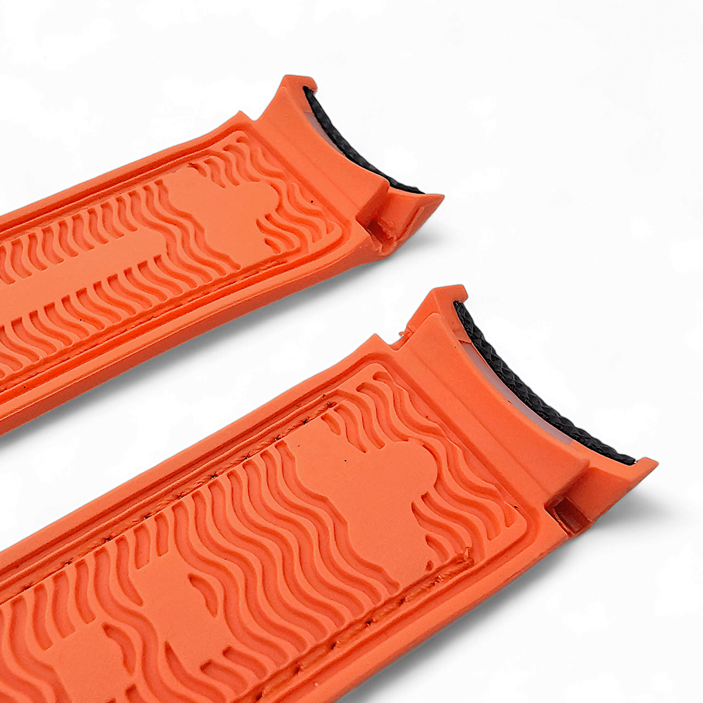 Elite Hybrid FKM Sailcloth Curved End Watch Strap 20mm 21mm 22mm Blue Orange - Wrist Envy