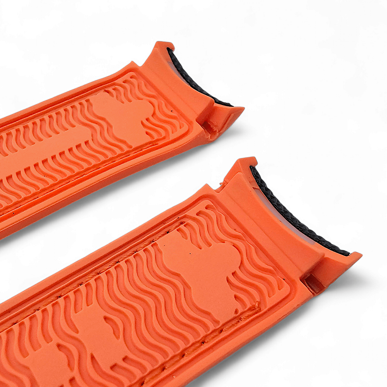 Elite Hybrid FKM Sailcloth Curved End Watch Strap 20mm 21mm 22mm Blue Orange - Wrist Envy
