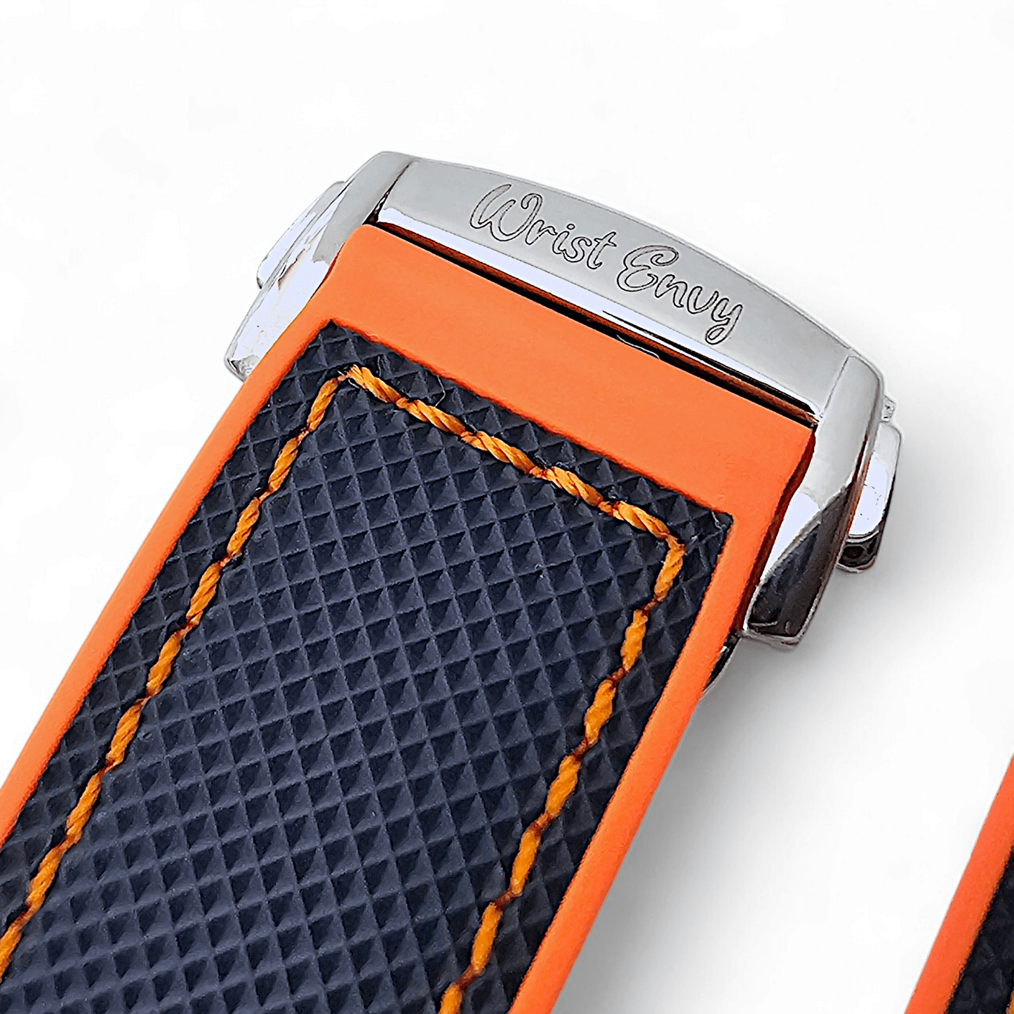 Elite Hybrid FKM Sailcloth Curved End Watch Strap 20mm 21mm 22mm Blue Orange - Wrist Envy