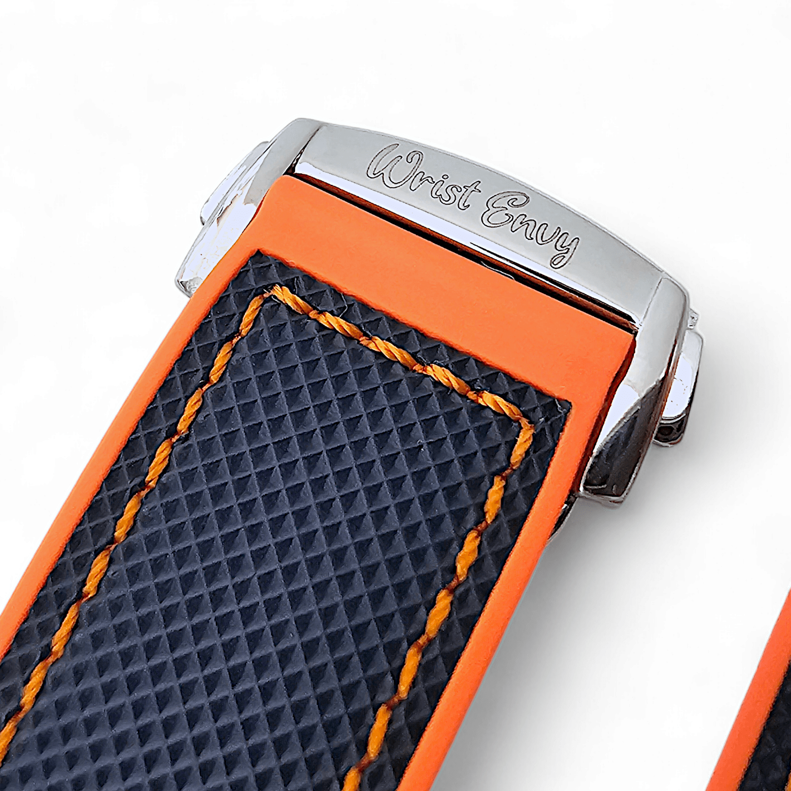 Elite Hybrid FKM Sailcloth Curved End Watch Strap 20mm 21mm 22mm Blue Orange - Wrist Envy