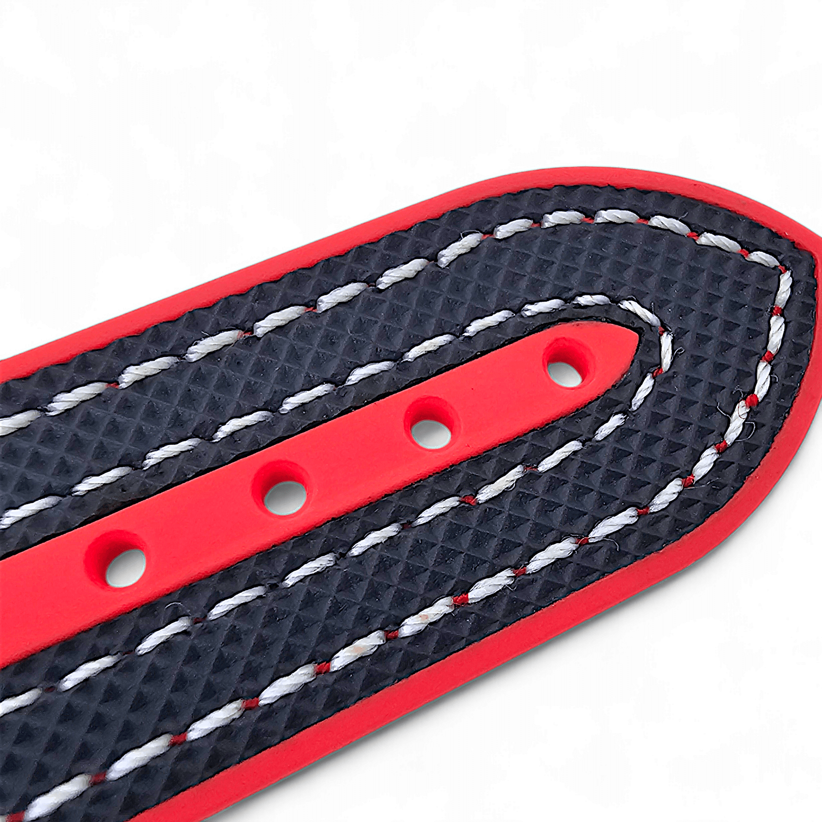 Elite Hybrid FKM Sailcloth Curved End Watch Strap 20mm 22mm Blue Red - Wrist Envy