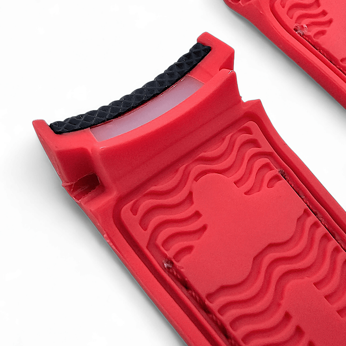 Elite Hybrid FKM Sailcloth Curved End Watch Strap 20mm 22mm Blue Red - Wrist Envy