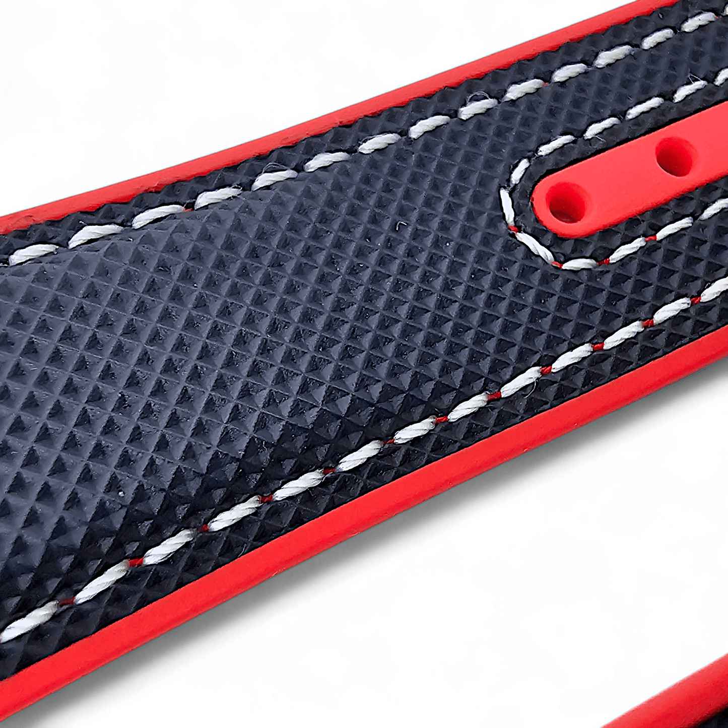 Elite Hybrid FKM Sailcloth Curved End Watch Strap 20mm 22mm Blue Red - Wrist Envy