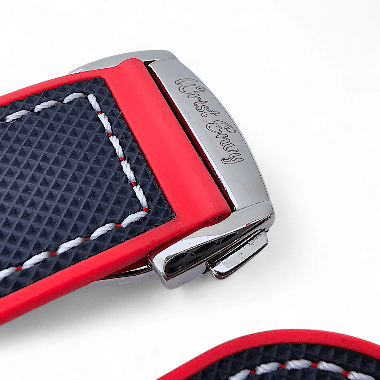 Elite Hybrid FKM Sailcloth Curved End Watch Strap 20mm 22mm Blue Red - Wrist Envy