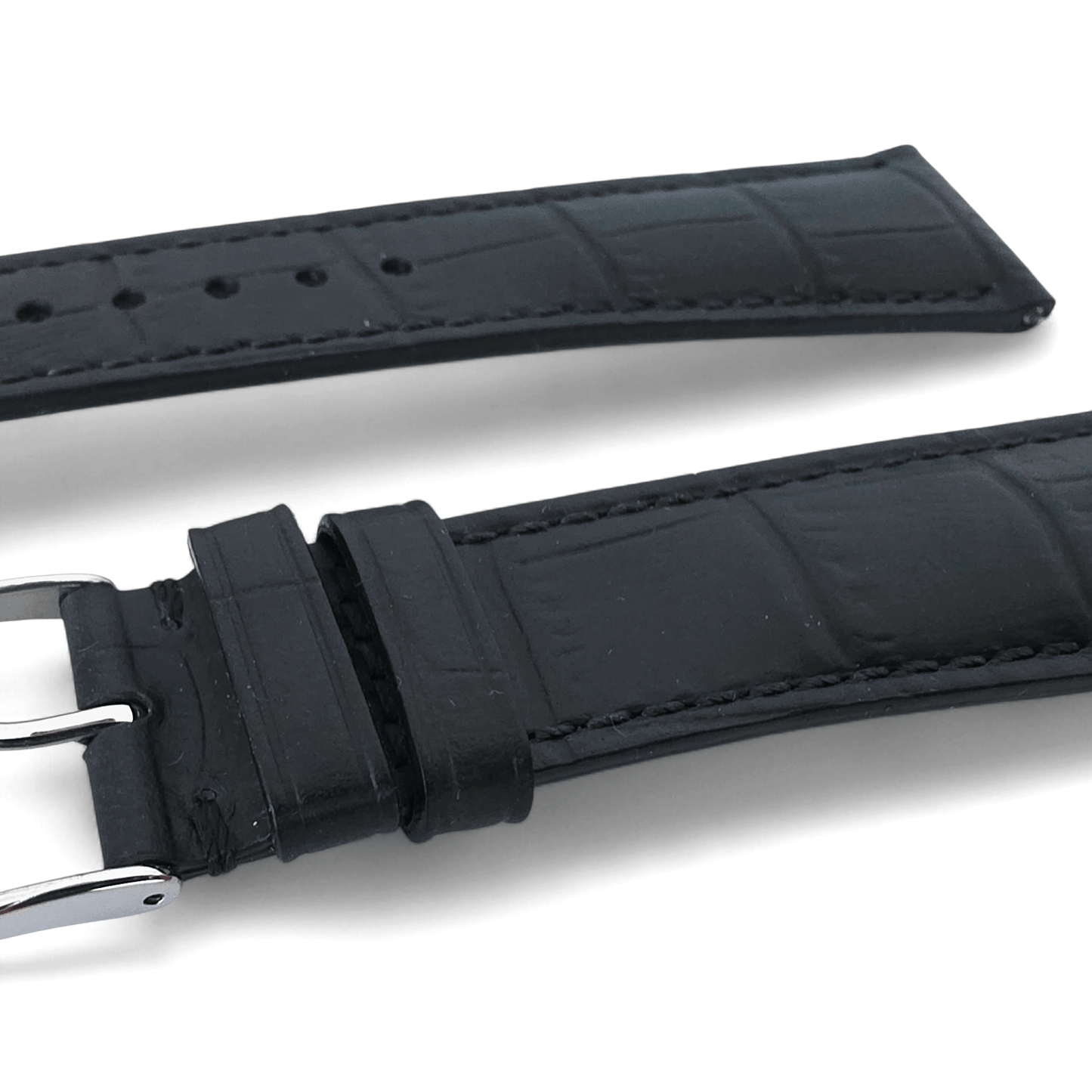 Everglade Gator Print Italian Leather Watch Strap 20mm 22mm Black - Wrist Envy