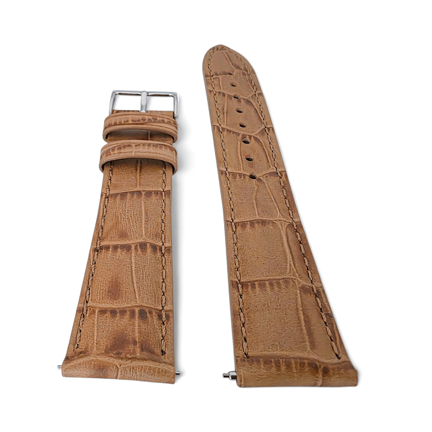 Everglade Gator Print Italian Leather Watch Strap 20mm 22mm Camel Brown - Wrist Envy