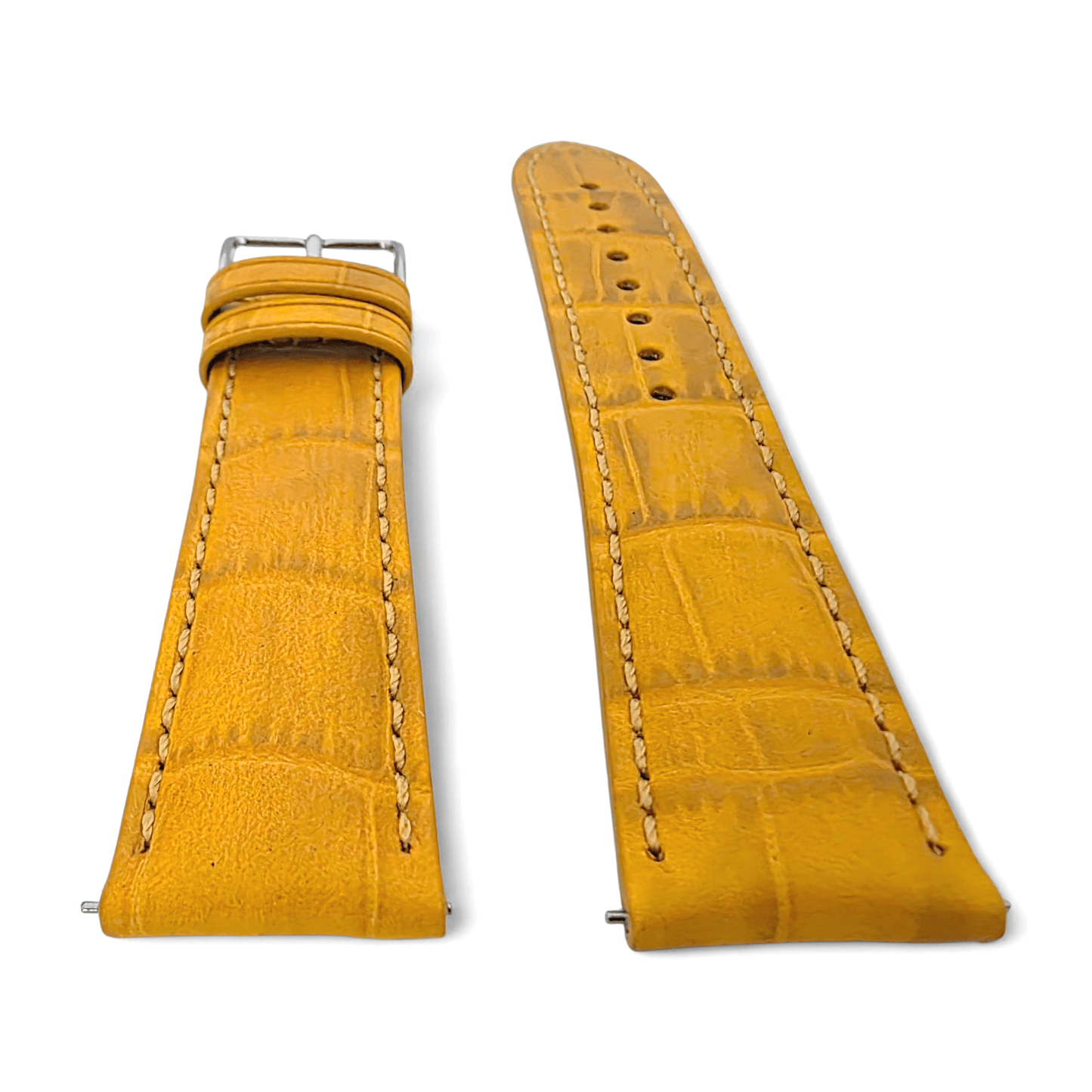 Everglade Gator Print Italian Leather Watch Strap 20mm 22mm Mustard - Wrist Envy