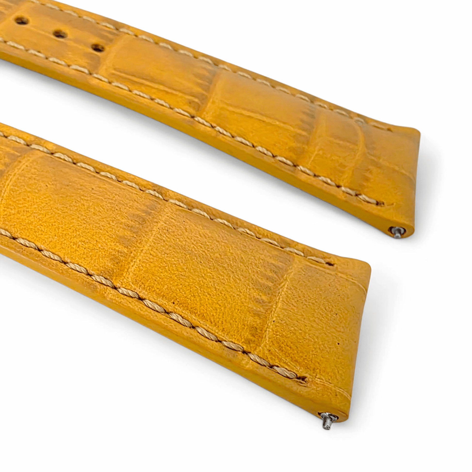 Everglade Gator Print Italian Leather Watch Strap 20mm 22mm Mustard - Wrist Envy