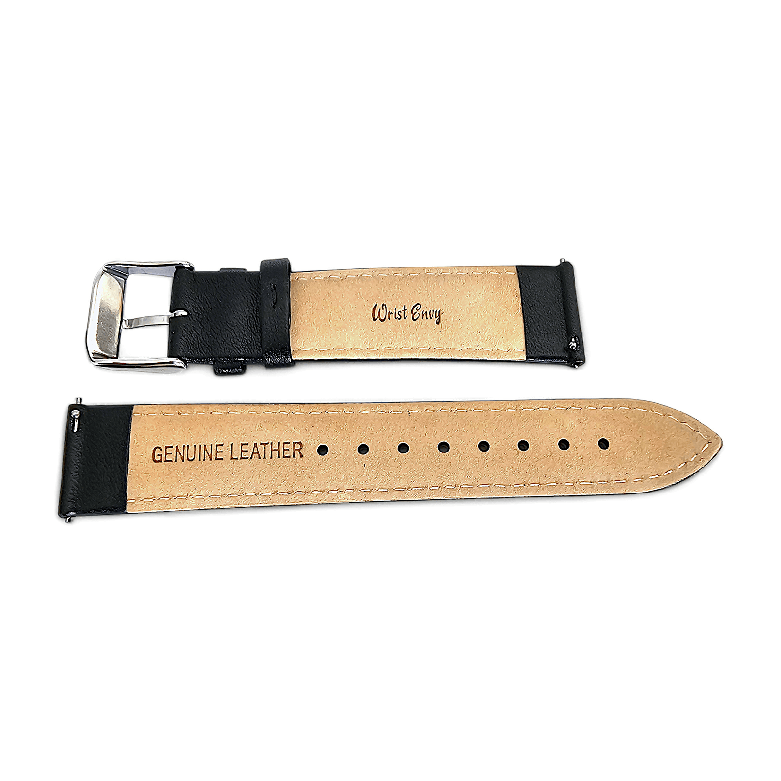 Fine Italian Leather Diamond Stitch Watch Strap Band 18mm 20mm 22mm Black - Wrist Envy
