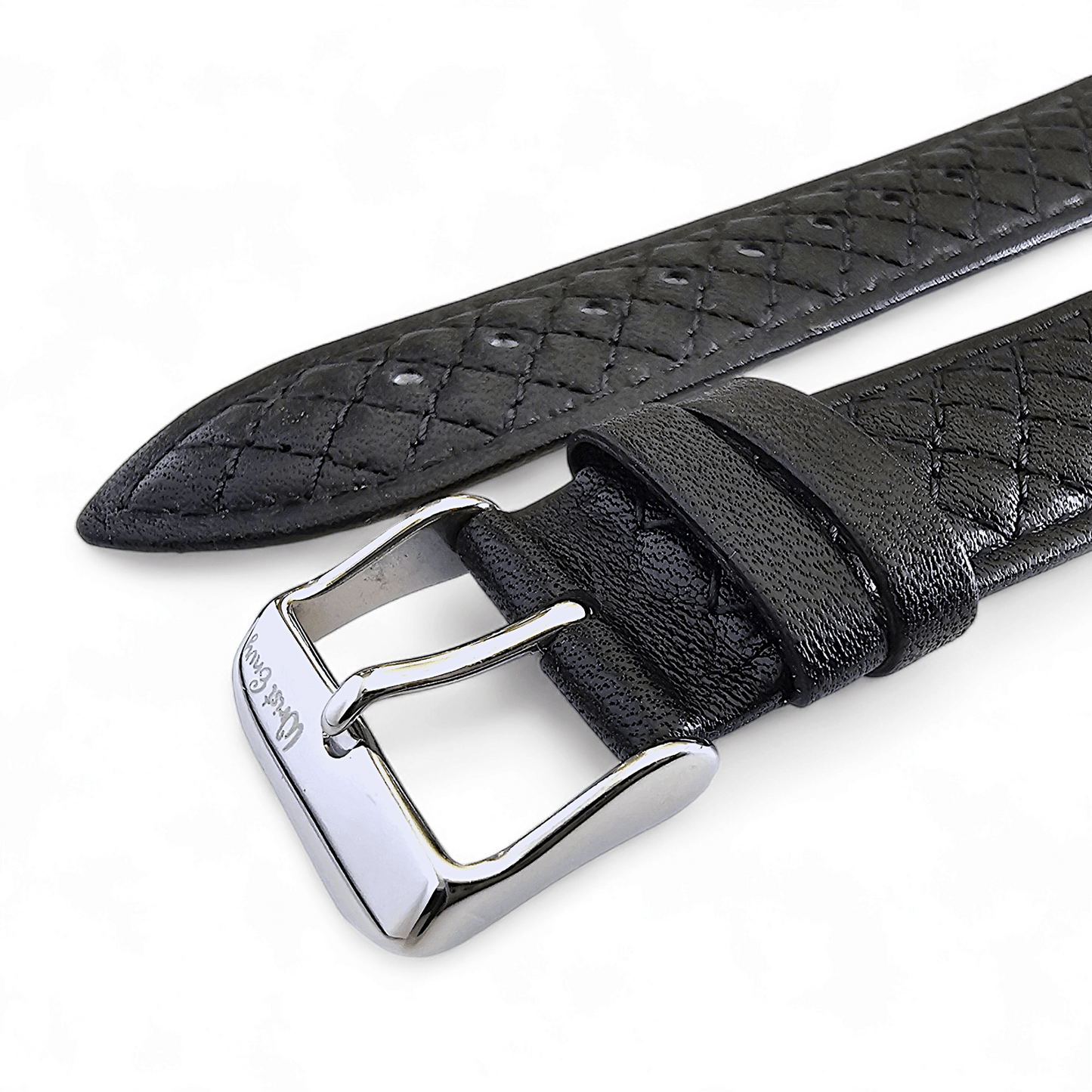 Fine Italian Leather Diamond Stitch Watch Strap Band 18mm 20mm 22mm Black - Wrist Envy