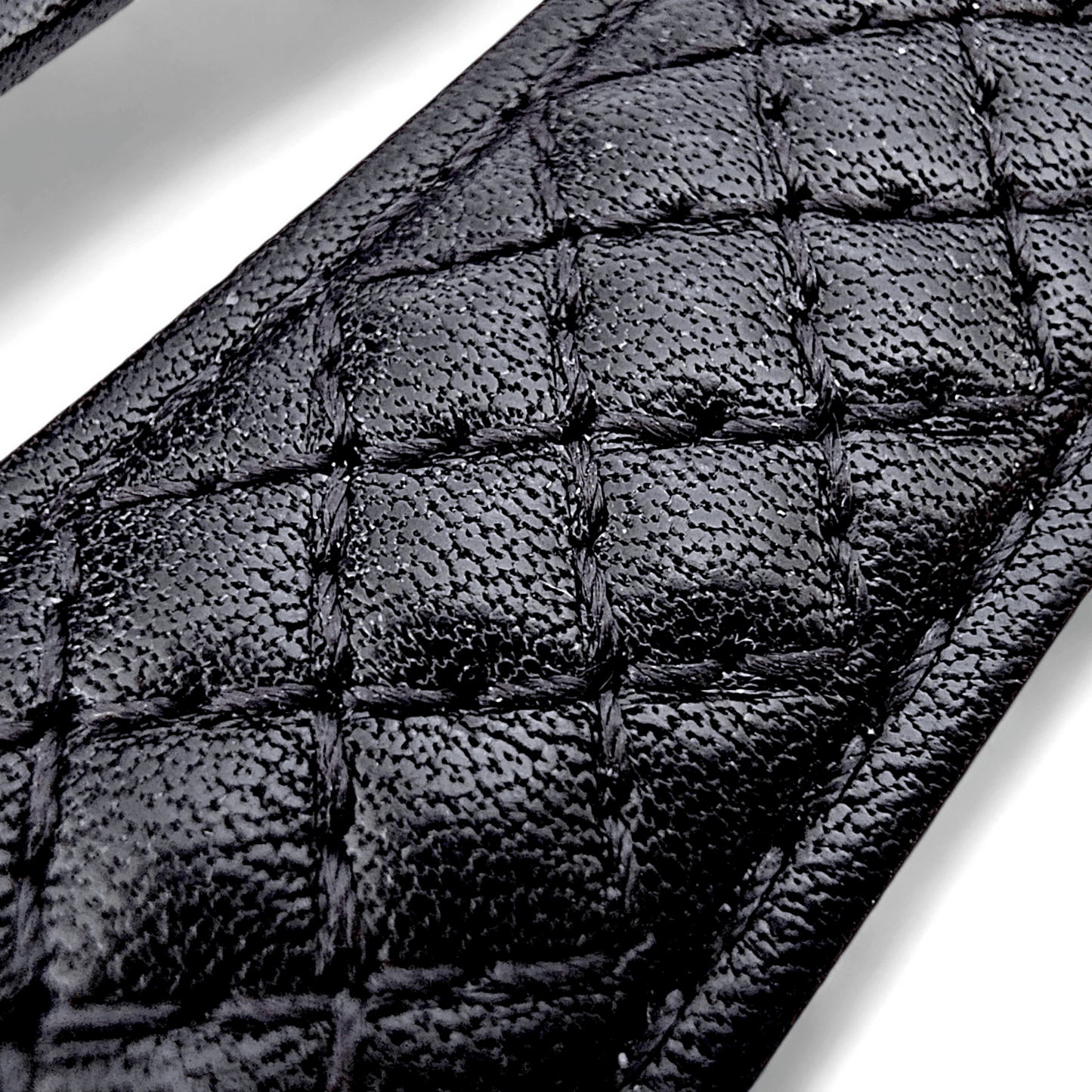 Fine Italian Leather Diamond Stitch Watch Strap Band 18mm 20mm 22mm Black - Wrist Envy