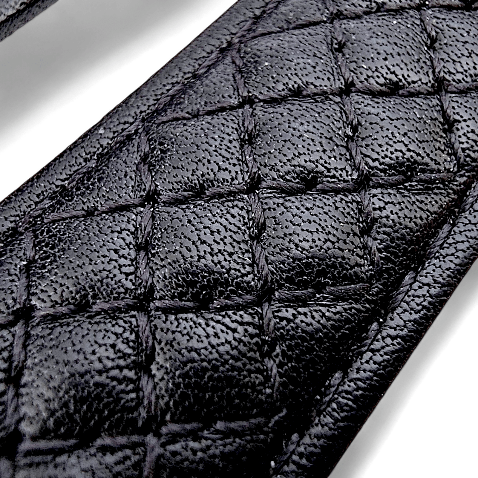 Fine Italian Leather Diamond Stitch Watch Strap Band 18mm 20mm 22mm Black - Wrist Envy