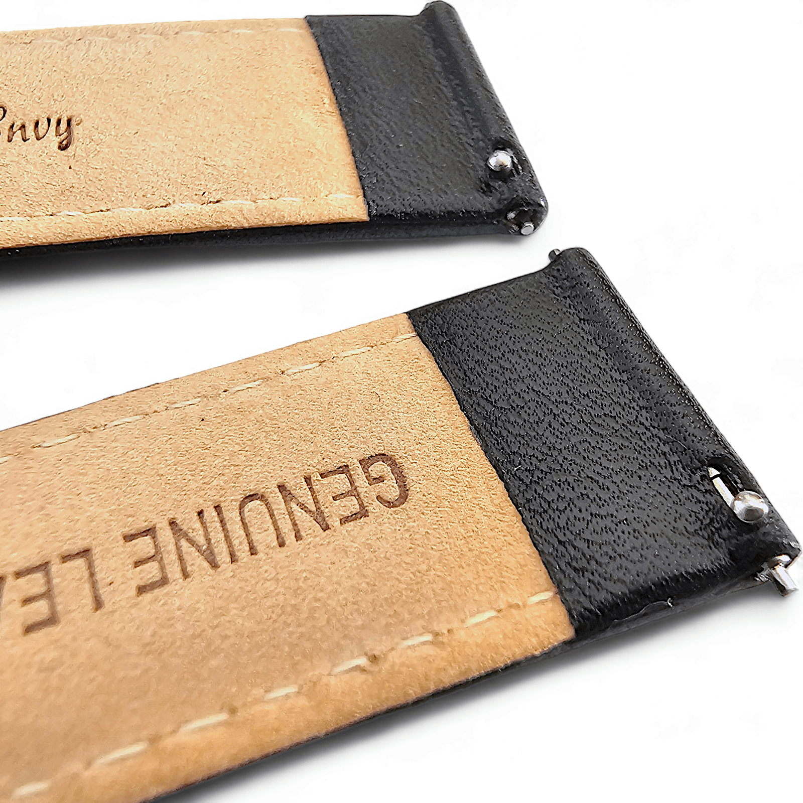 Fine Italian Leather Diamond Stitch Watch Strap Band 18mm 20mm 22mm Black - Wrist Envy