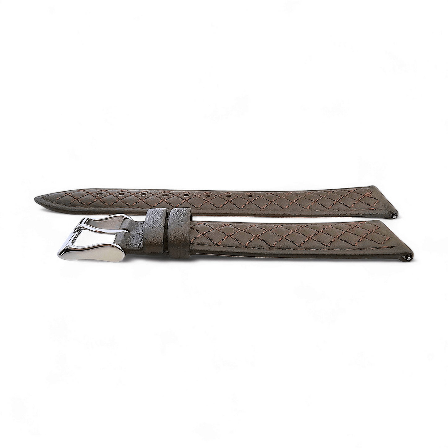 Fine Italian Leather Diamond Stitch Watch Strap Band 18mm 20mm 22mm Dark Brown - Wrist Envy