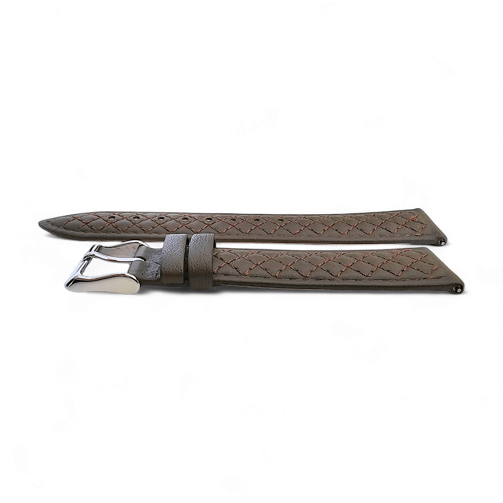 Fine Italian Leather Diamond Stitch Watch Strap Band 18mm 20mm 22mm Dark Brown - Wrist Envy