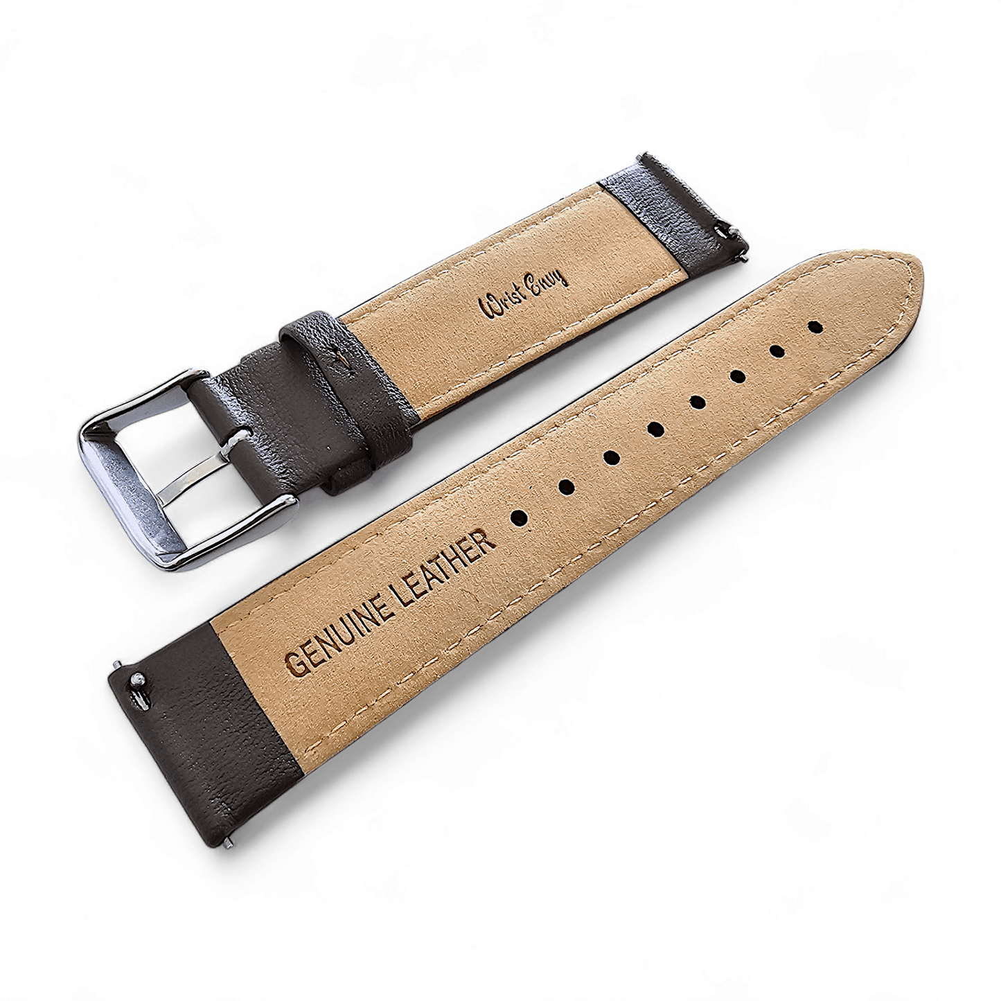 Fine Italian Leather Diamond Stitch Watch Strap Band 18mm 20mm 22mm Dark Brown - Wrist Envy
