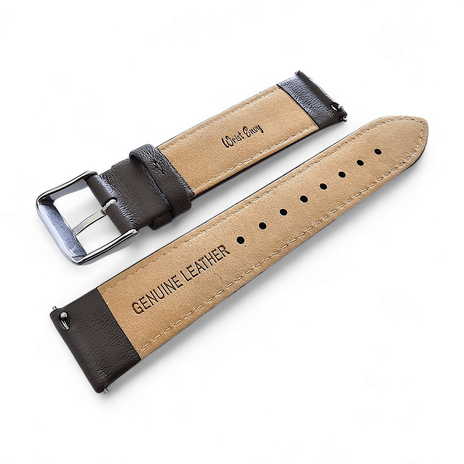 Fine Italian Leather Diamond Stitch Watch Strap Band 18mm 20mm 22mm Dark Brown - Wrist Envy