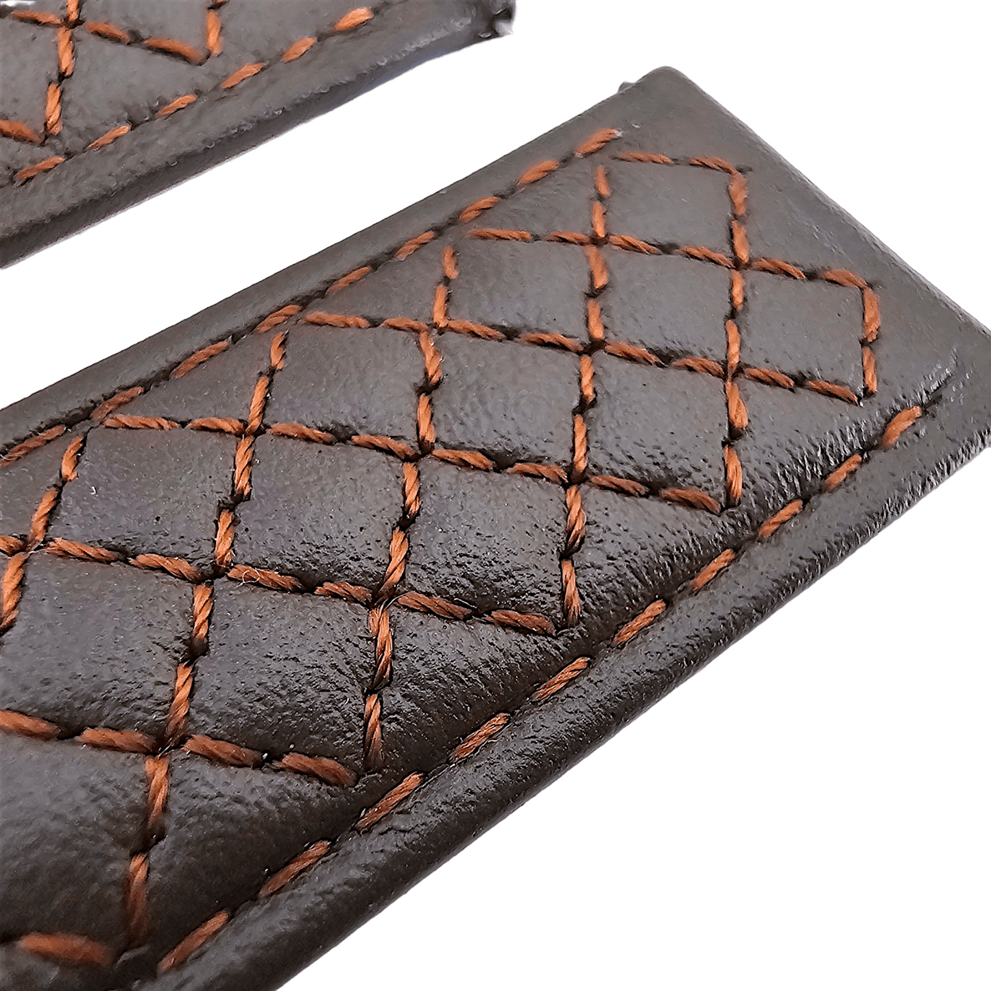 Fine Italian Leather Diamond Stitch Watch Strap Band 18mm 20mm 22mm Dark Brown - Wrist Envy