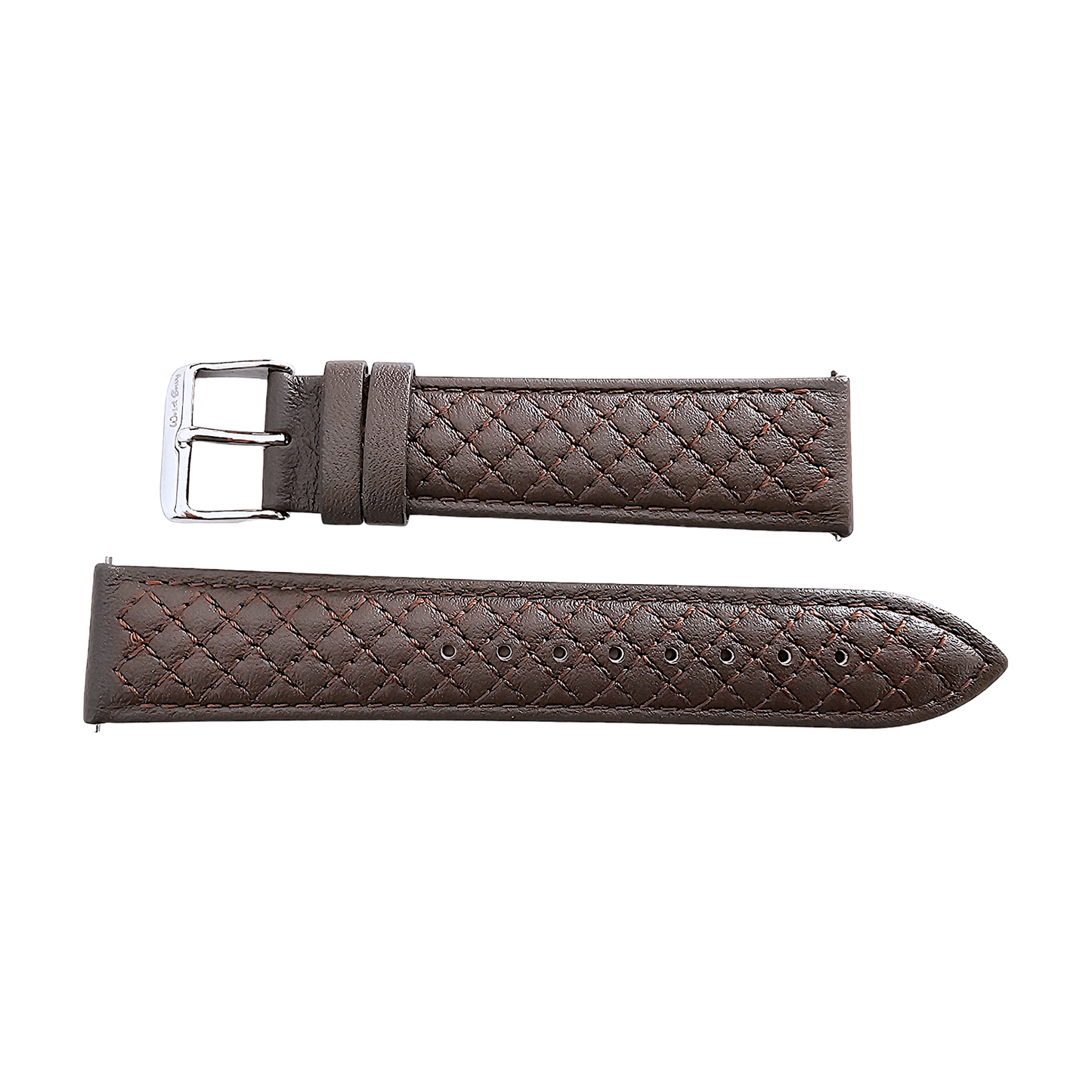 Fine Italian Leather Diamond Stitch Watch Strap Band 18mm 20mm 22mm Dark Brown - Wrist Envy